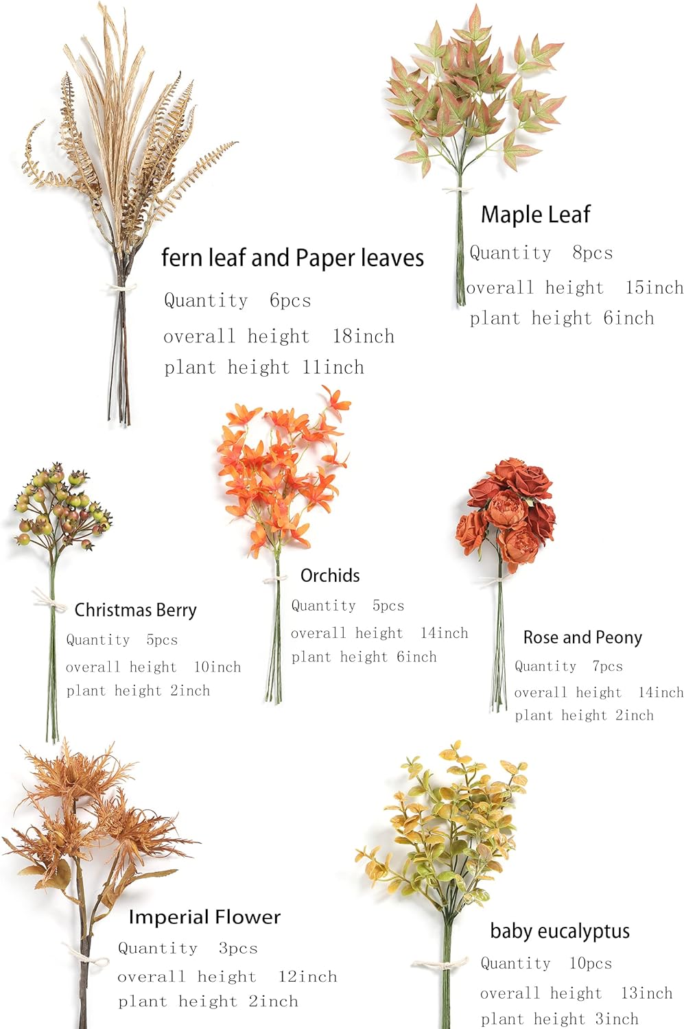 ARTIFICIAL GREENING STEM BOX SET-AUTUMN ORANGE