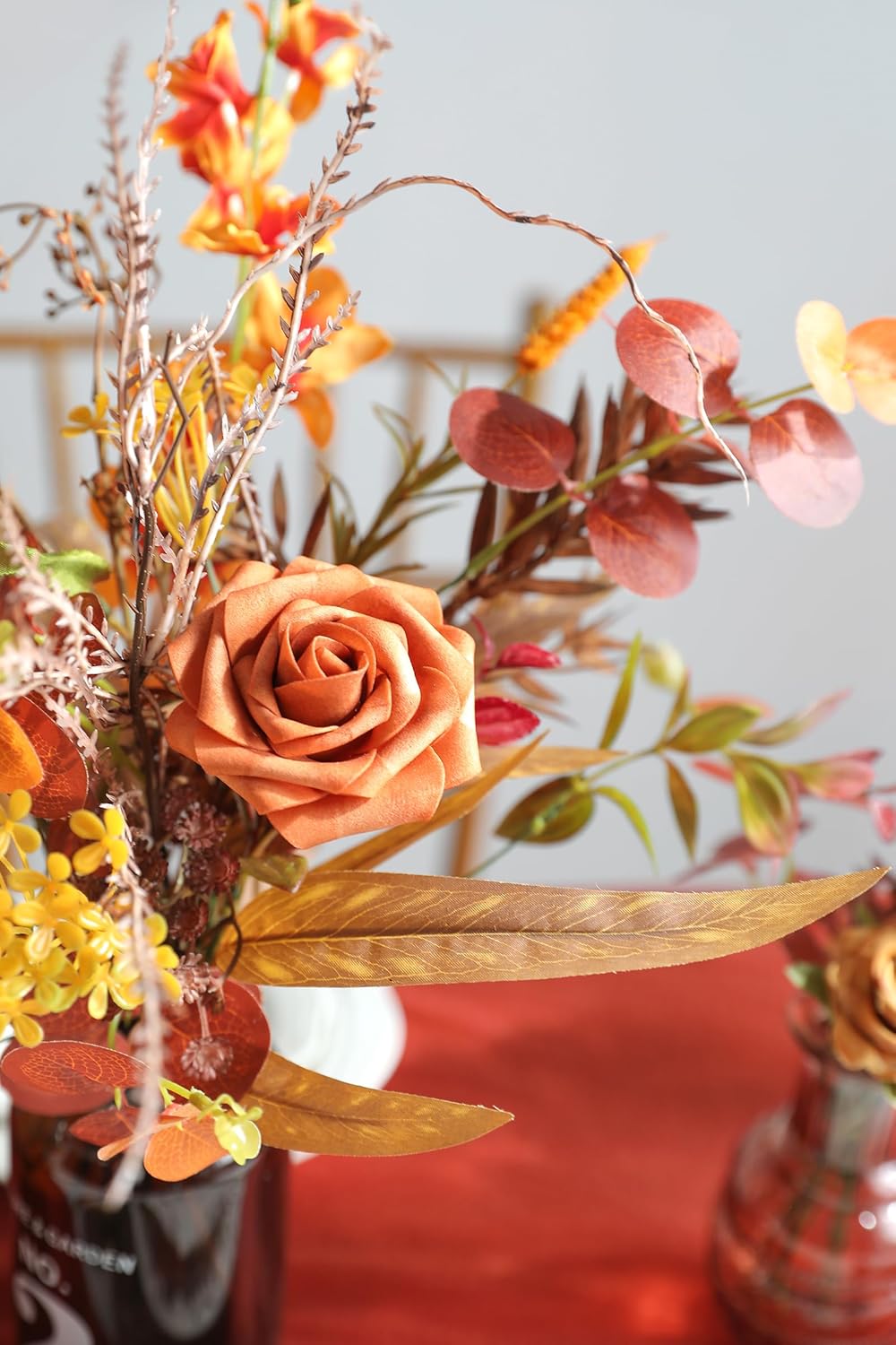 ARTIFICIAL GREENING STEM BOX SET-BROWN & ORANGE