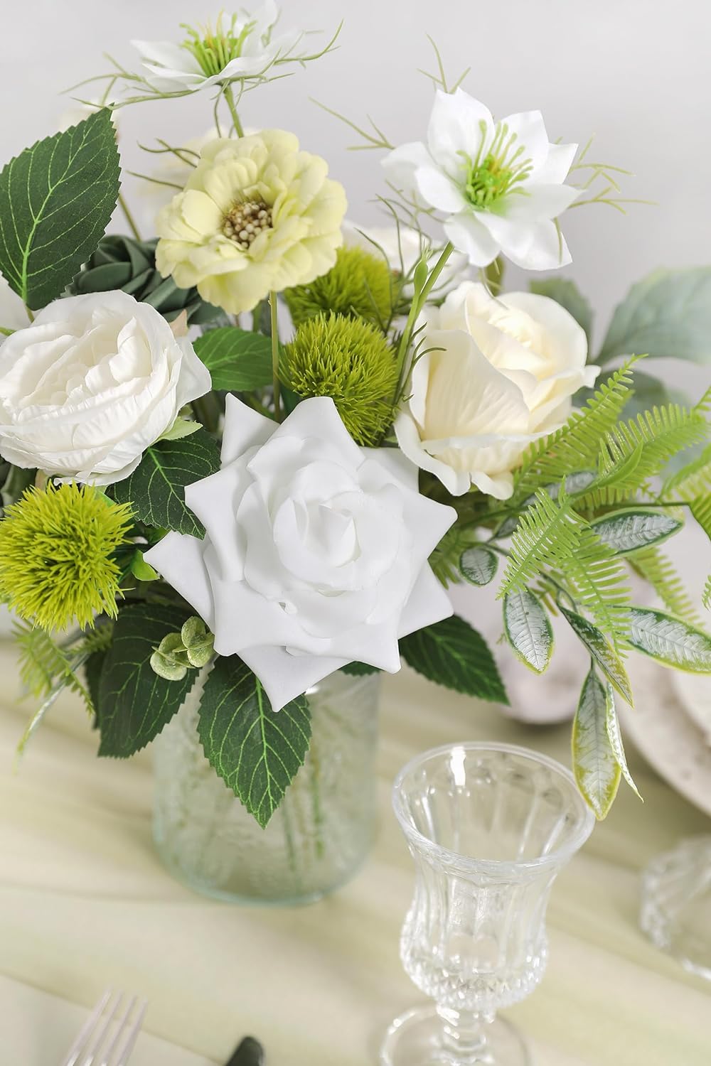 DIY DESIGNER FLOWER COMBO BOXES IN WHITE & LIGHT GREEN