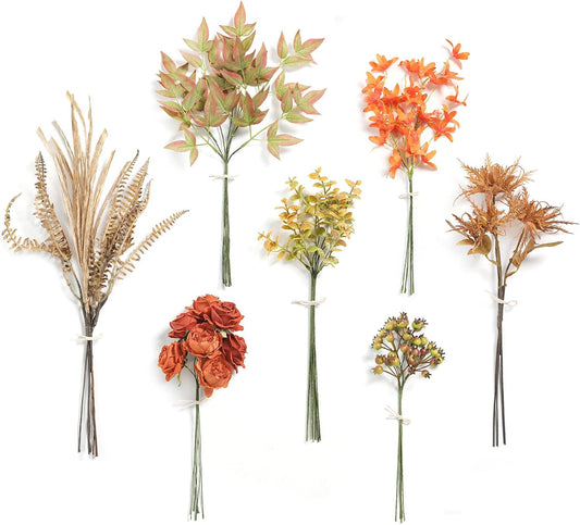 ARTIFICIAL GREENING STEM BOX SET-AUTUMN ORANGE