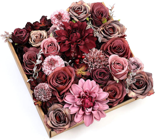 DIY DESIGNER FLOWER COMBO BOXES IN BURGUNDY