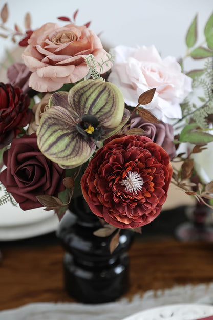 DIY DESIGNER FLOWER COMBO BOXES IN BURGUNDY PINK