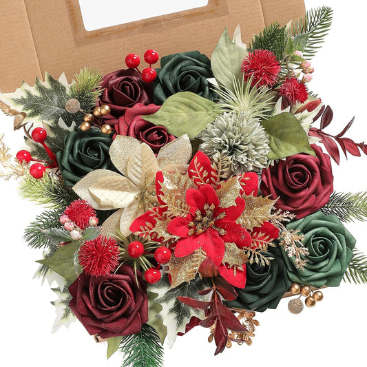 DIY DESIGNER FLOWER COMBO BOXES IN CHRISMAS RED