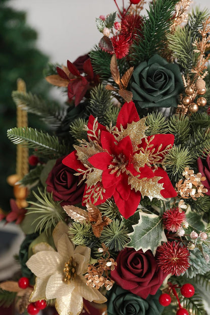 DIY DESIGNER FLOWER COMBO BOXES IN CHRISMAS RED