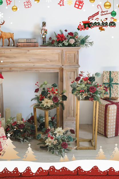 DIY DESIGNER FLOWER COMBO BOXES IN CHRISMAS RED