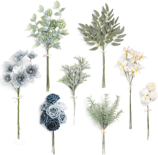 ARTIFICIAL GREENING STEM BOX SET-DUSTY BLUE