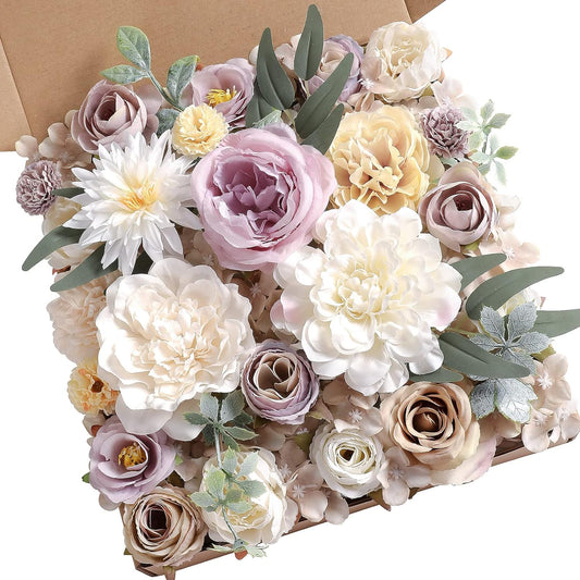 DIY DESIGNER FLOWER COMBO BOXES IN ELEGANT WHITE & PURPLE