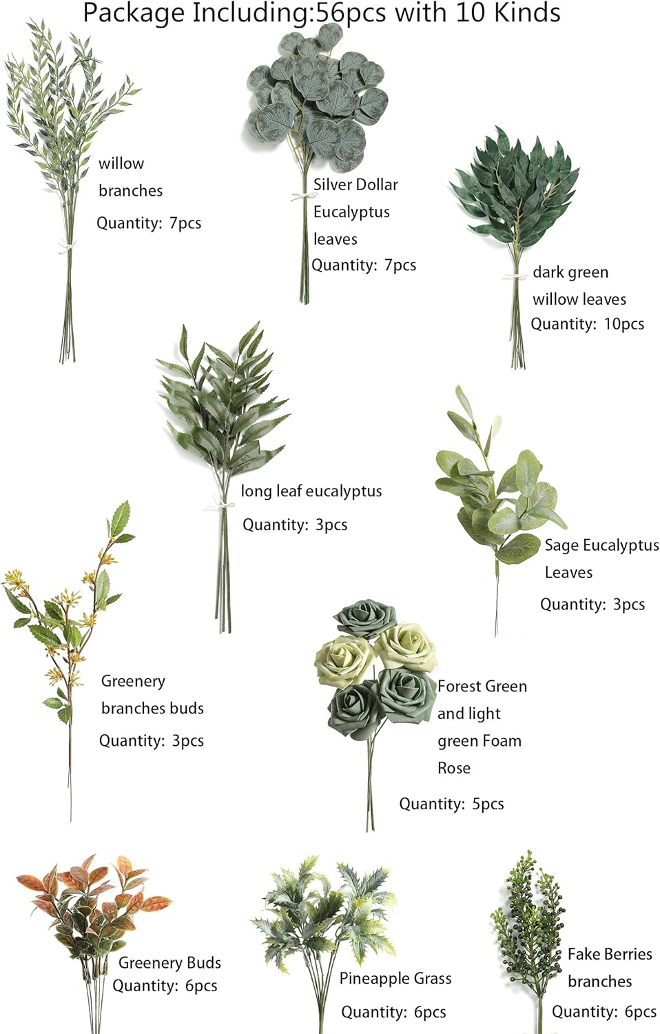 ARTIFICIAL GREENING STEM BOX SET-FOREST GREEN