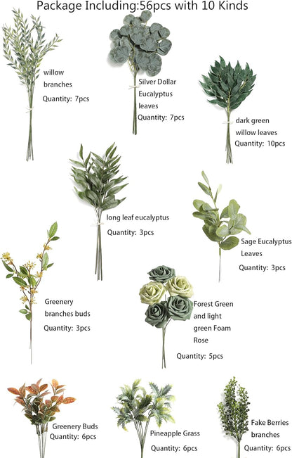 ARTIFICIAL GREENING STEM BOX SET-FOREST GREEN