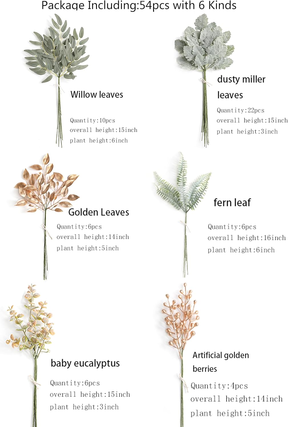 ARTIFICIAL GREENING STEM BOX SET-GOLDEN & GREEN