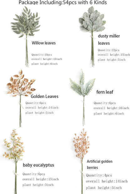 ARTIFICIAL GREENING STEM BOX SET-GOLDEN & GREEN