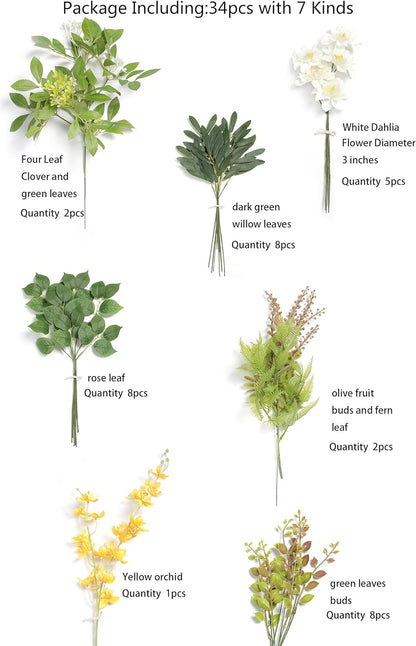 ARTIFICIAL GREENING STEM BOX SET-DUSTY & YELLOW