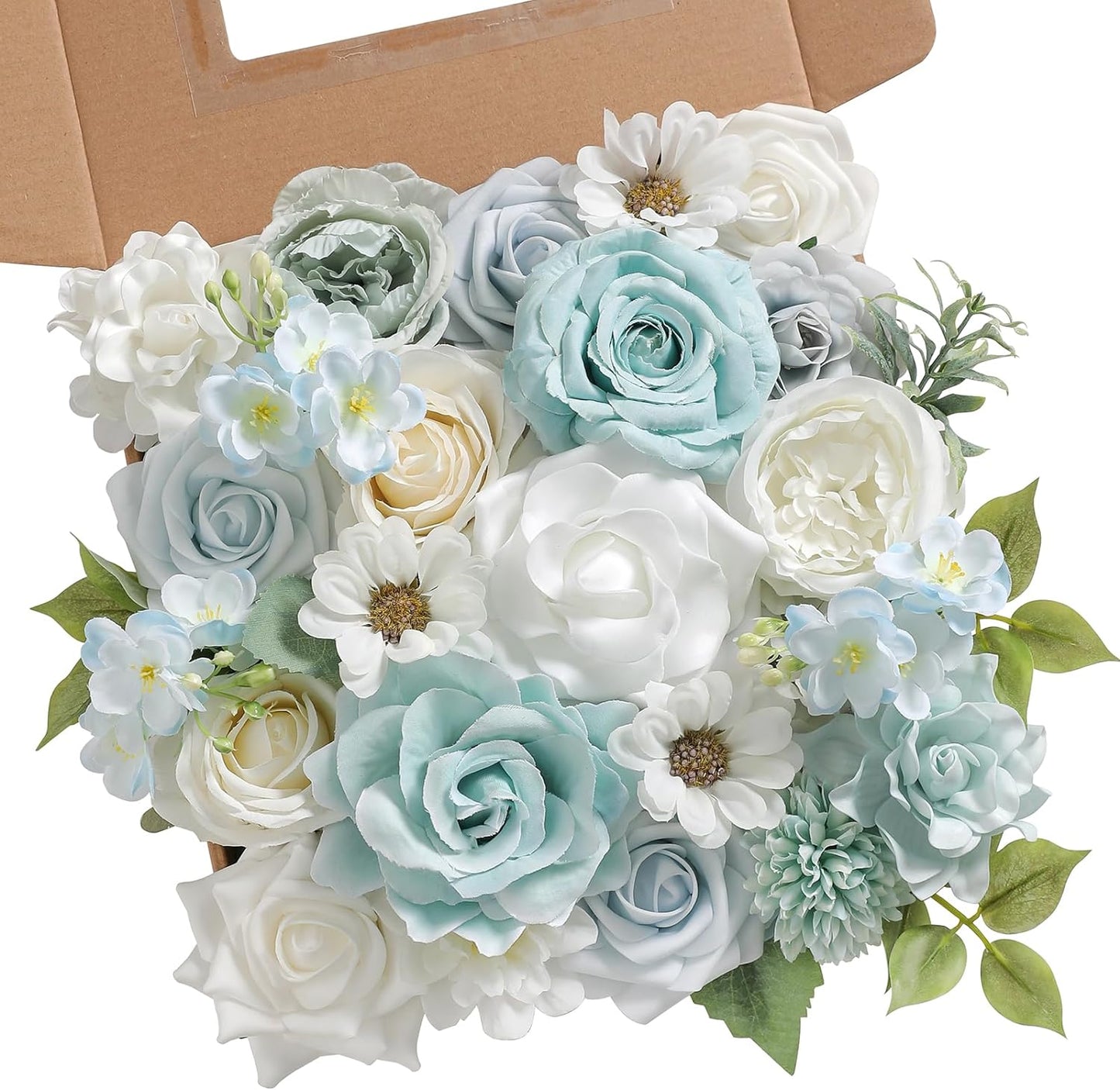 DIY DESIGNER FLOWER COMBO BOXES IN LIGHT BLUE & WHITE