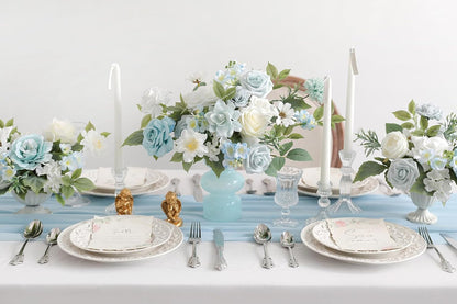 DIY DESIGNER FLOWER COMBO BOXES IN LIGHT BLUE & WHITE