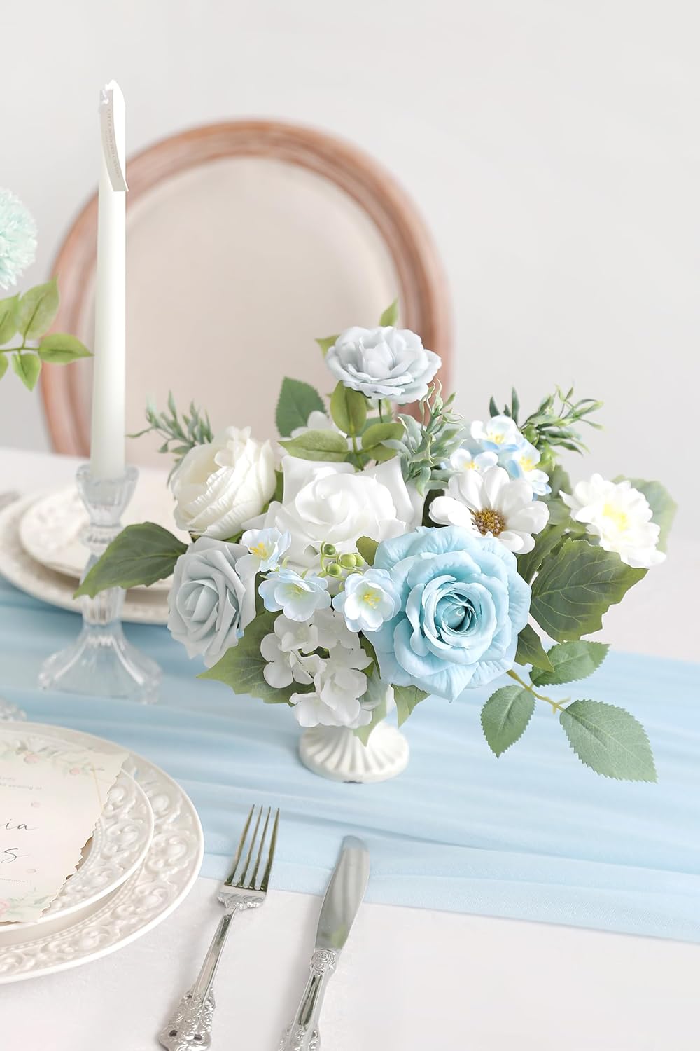 DIY DESIGNER FLOWER COMBO BOXES IN LIGHT BLUE & WHITE