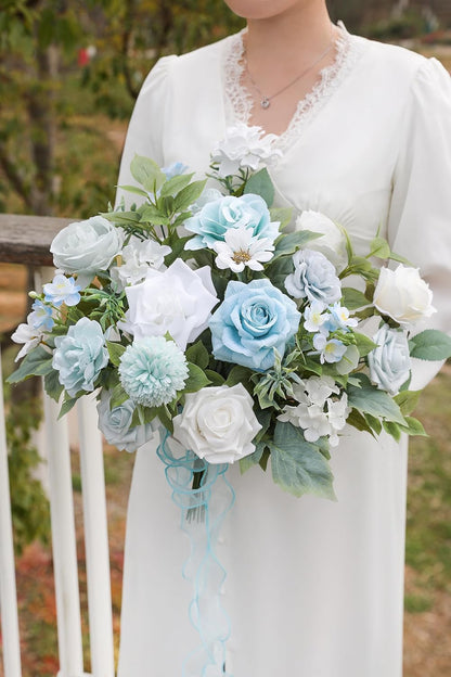 DIY DESIGNER FLOWER COMBO BOXES IN LIGHT BLUE & WHITE