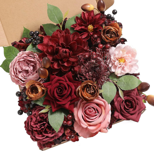 DIY DESIGNER FLOWER COMBO BOXES IN MATURE BURGUNDY