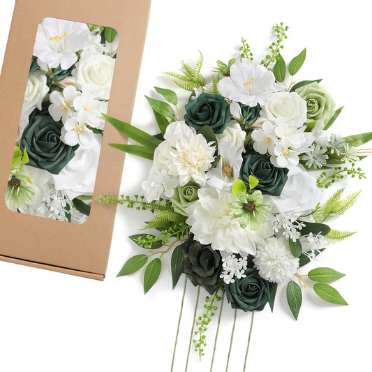 DIY  WEDDING BOUQUETS IN SNOW WHITE GREEN