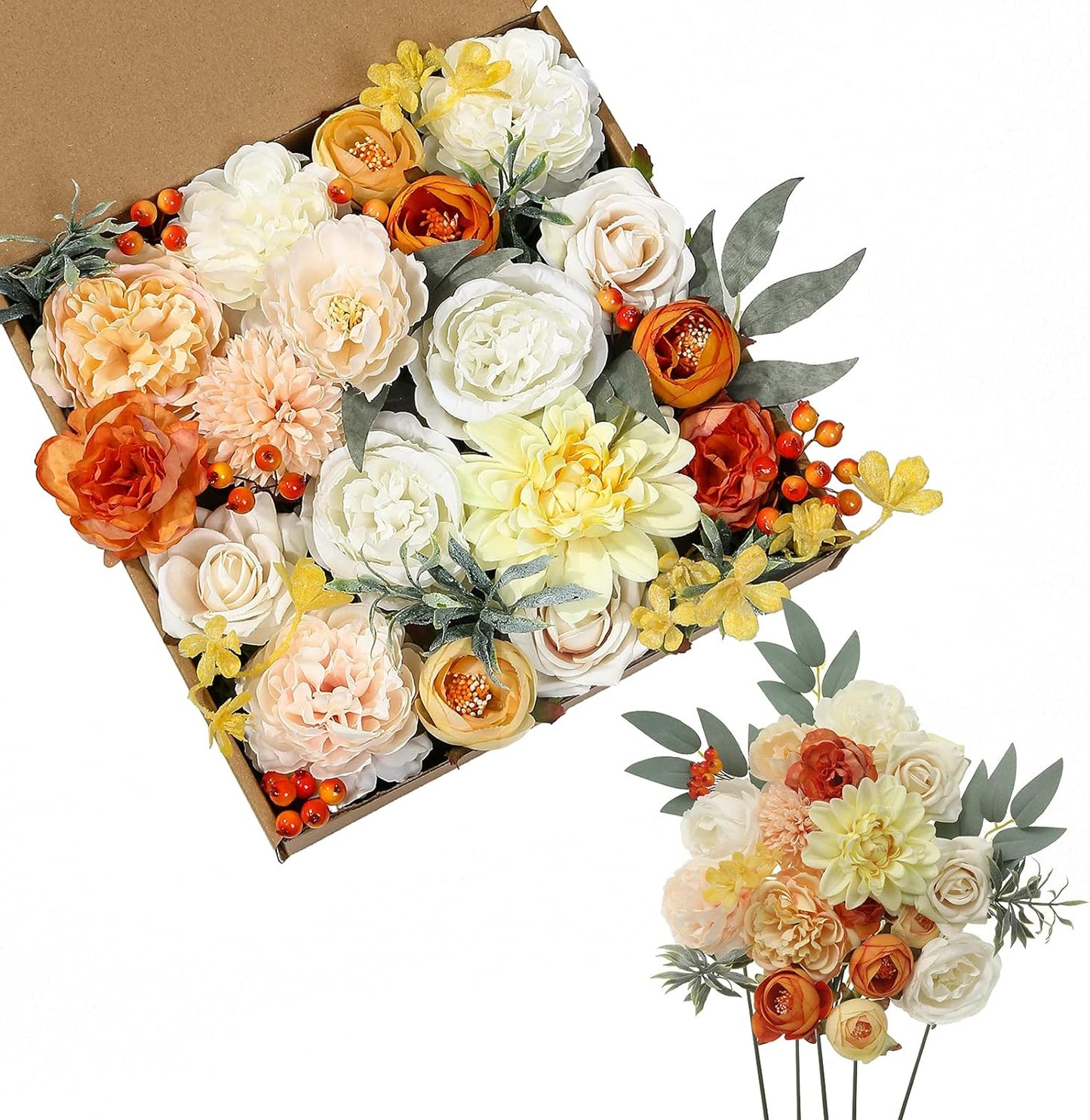 DIY DESIGNER FLOWER COMBO BOXES IN WARM ORANGE WHITE