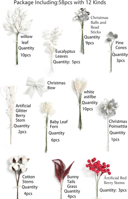 ARTIFICIAL GREENING STEM BOX SET-WHITE