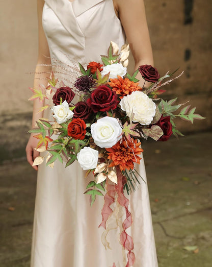 DIY DESIGNER FLOWER COMBO BOXES IN WHITE ORANGE BURGUNDY