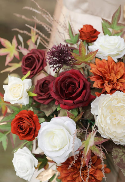 DIY DESIGNER FLOWER COMBO BOXES IN WHITE ORANGE BURGUNDY