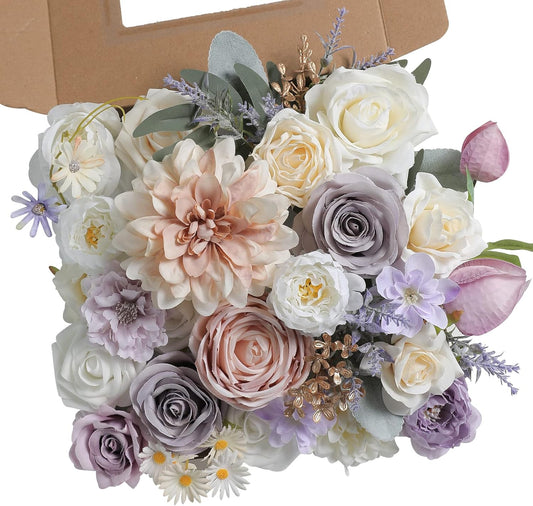 DIY DESIGNER FLOWER COMBO BOXES IN WHITE PURPLE