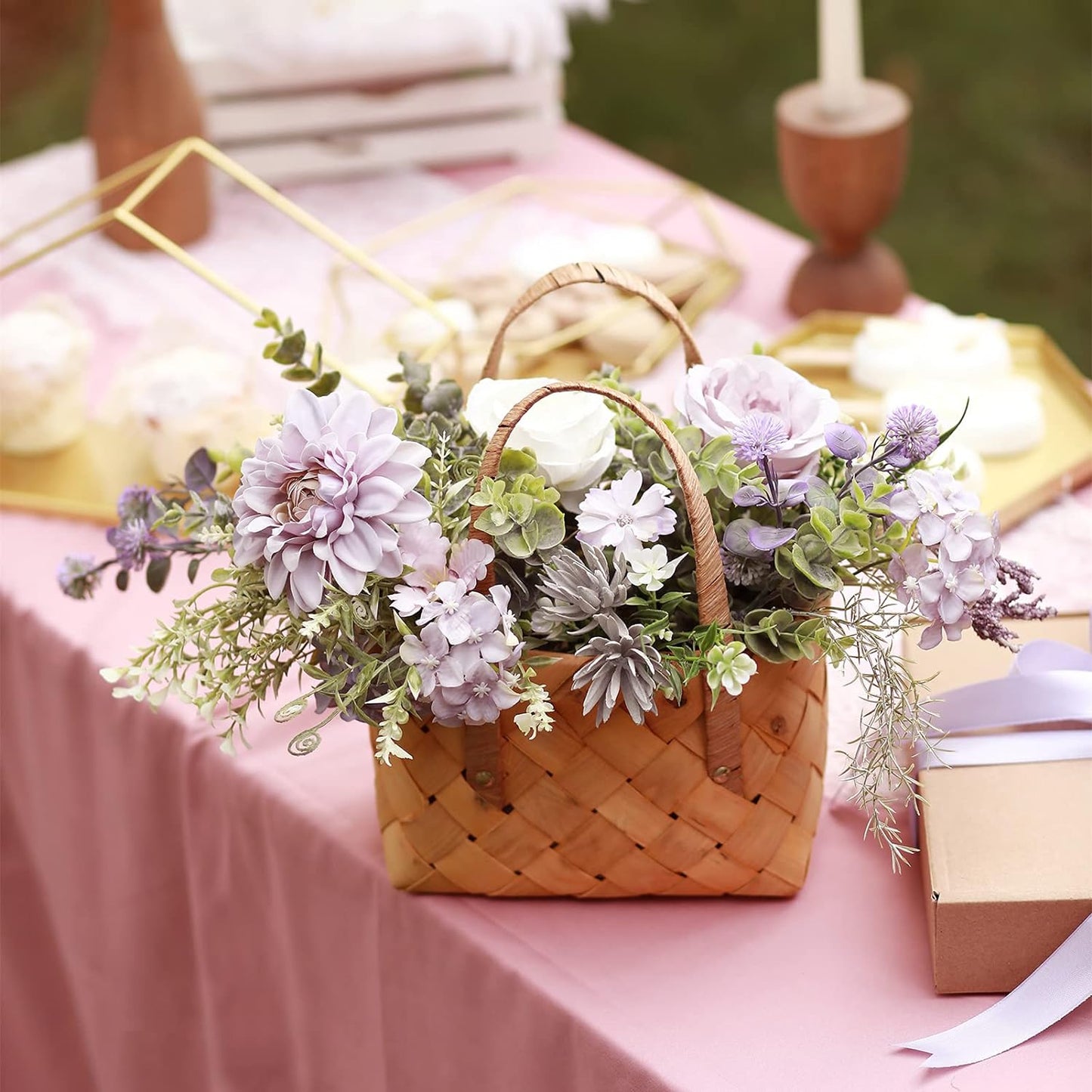 DIY DESIGNER FLOWER COMBO BOXES IN WHITE & PURPLE