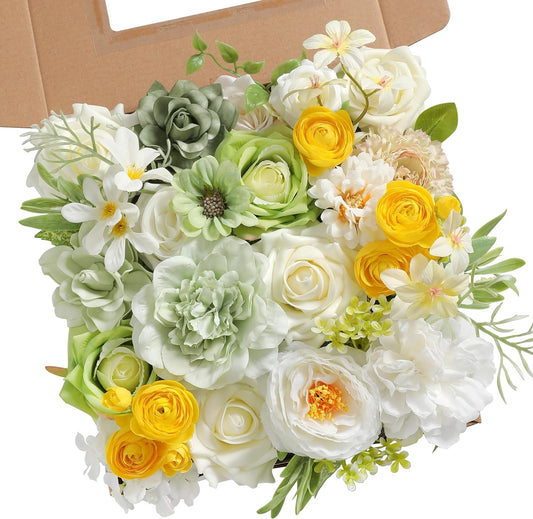 DIY DESIGNER FLOWER COMBO BOXES IN YELLOW & GREEN